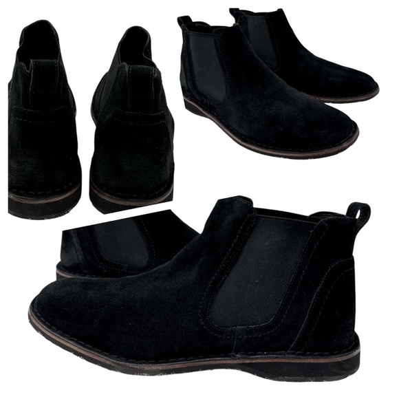 John Varvatos Black Chelsea Suede Leather Boots Shoes Size 11.5 - Picture 1 of 12